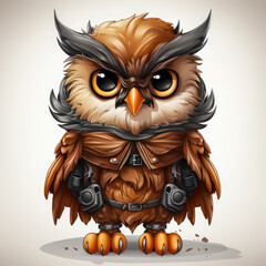 Obraz premium Watercolor Athena owl, clipart Illustration, Generative Ai