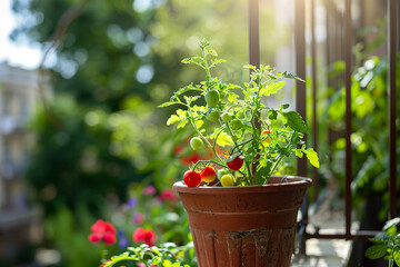 Tomato Plant in a Balcony Pot