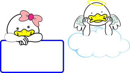cute little duck baby angel cartoon pack colletion in vector fornat