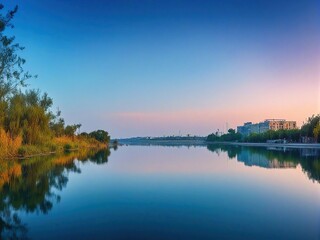 Obraz premium sunset on the lake