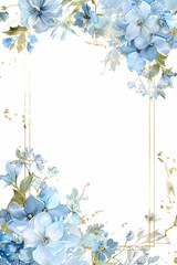 Elegant blue floral border with gold accents