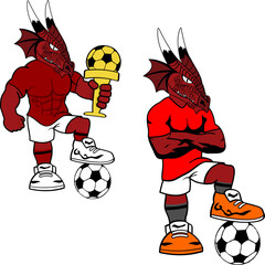 soccer futbol strong dragon cartoon pack collection in vector format very easy to edit