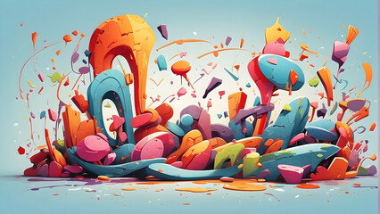 A vibrant burst of shapes and colors gives a feeling of a celebration of creativity and dynamism