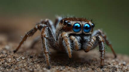 Jotus sp, a jumping spider from Australia with brilliant blue eyes.