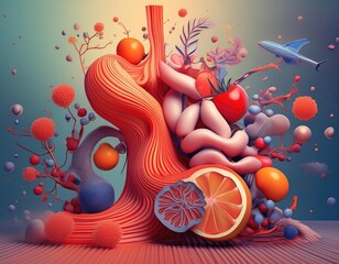 Evocative 3D Rendering: Abstract Acid Reflux Portrayal