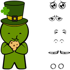 st patrick day character cartoon kawaii expresions pack collection in vector format