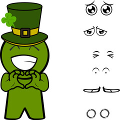 st patrick day character cartoon kawaii expresions pack collection in vector format