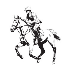 Equestrian Sports Illustration Horse Rider Vector isolated on white