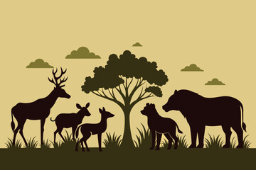 Stylish silhouette vector set of wildlife vector design