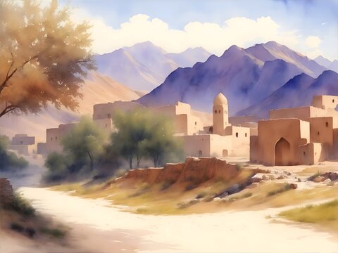 Qarchi Gak Afghanistan Country Landscape Illustration Art