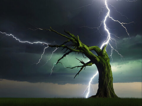 lightning on the woods