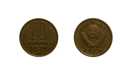 Ten Soviet kopecks coin of 1972
