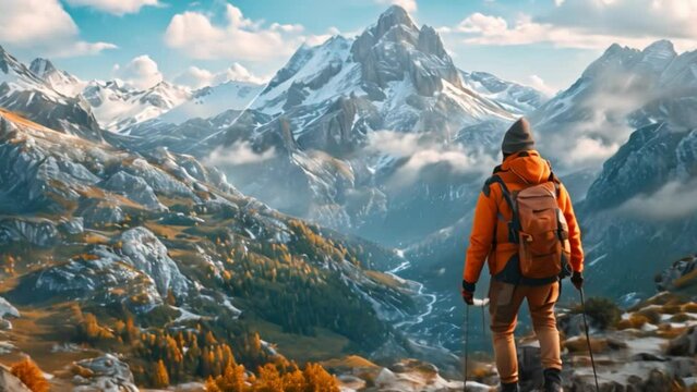 Adventurer standing on mountain winter weather pattern and provides real-time navigation assistance for hikers and climbers.