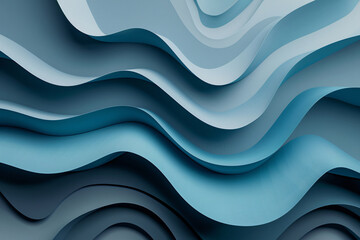 Obraz premium Blue Gradient Wavy Layers - Abstract Background
