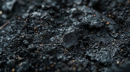 Close-up of dark humus with visible plant and animal residues, illustrating the decomposition process and carbon content