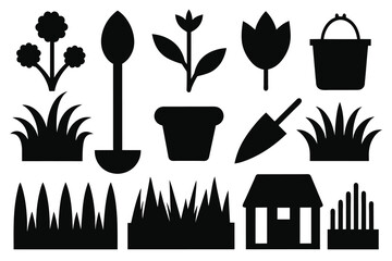 The silhouette of the grass set. Vector illustration design