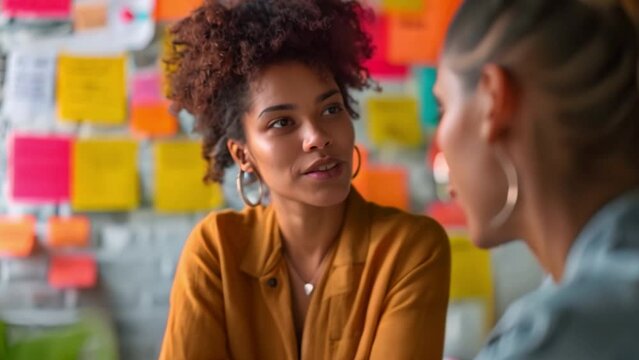 Two young women are working, doing lively analysis in the office to refine marketing and investment plans for presenting new startup project ideas.