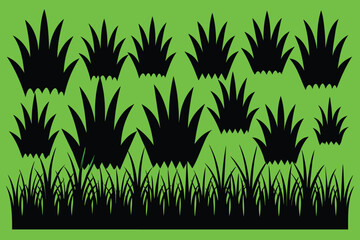 The silhouette of the grass set. Vector illustration design
