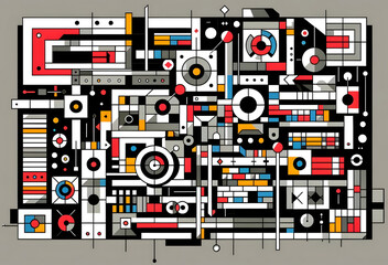 Modern Geometric Art Extravaganza The Machine Suprematism Abstract Pop Art Pattern