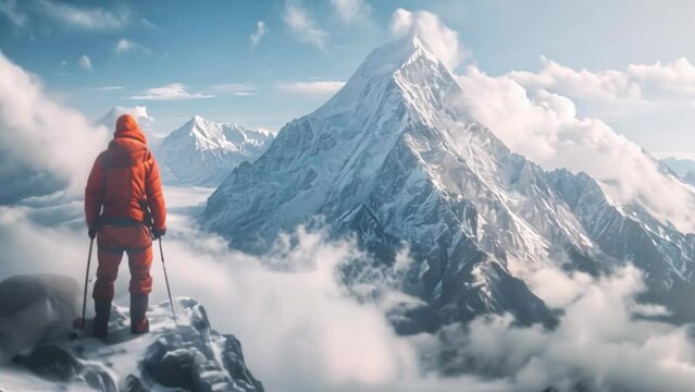 adventurer standing on mountain winter weather pattern and provides real-time navigation assistance for hikers and climbers.