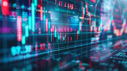 Financial growth chart for stock market investment trading. Closeup stock market data chart visualization. Financial business chart with diagrams and stock numbers showing profits and losses