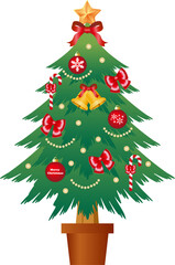 クリスマスツリーのイラスト素材　シンプル　フラット