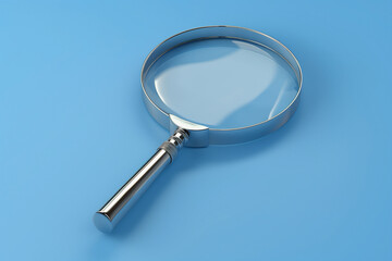 Ornate Magnifying Glass on Blue Background