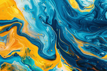 Fototapeta premium Abstract swirl pattern wallpaper with blue water texture and gold light, 3d design