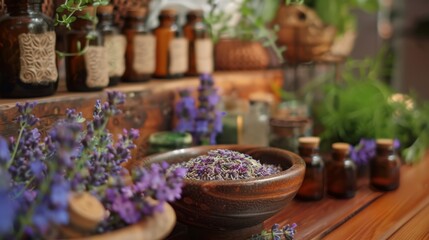 Fototapeta premium A holistic wellness center offering a variety of alternative therapies like acupuncture, herbal medicine, and reiki healing, holistic and nurturing)