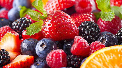 Fresh Summer Fruits Mix Close View