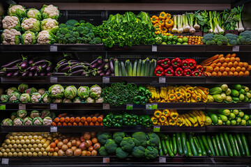 Fresh Vegetables Displayed in Grocery Store