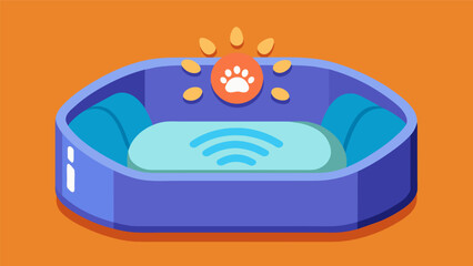 A luxurious pet bed with integrated thermal technology ensuring your pet stays warm and cozy without any cords or wires.. Vector illustration