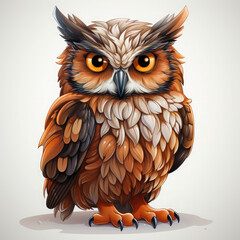 Watercolor Thorin owl, clipart Illustration, Generative Ai