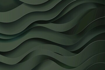 Obraz premium Dark olive paper waves abstract banner design. Elegant wavy vector background