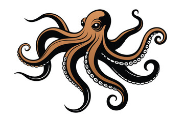 Tentacles of an octopus. Hand drawn vector illustration in engraving technique isolated on white background