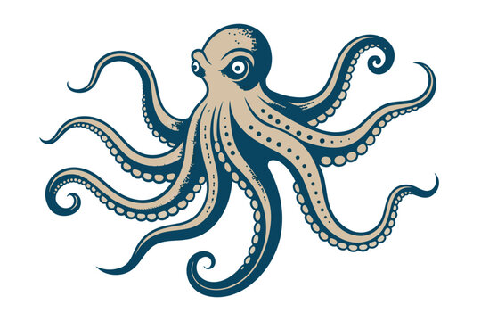 recommend clip art: Tentacles of an octopus. Hand drawn vector illustration in engraving technique isolated on white background