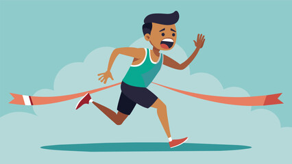 As the finish line approaches a runner with multiple sclerosis digs deep and summons a burst of speed crossing the line with triumphant tears in their. Vector illustration