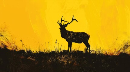Deer Shadow in Abstract Gold

