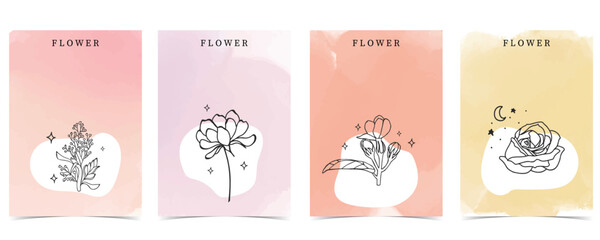 flower background with lavender,rose,jasmine,magnolia.illustration vector for a4 page design