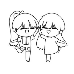 Two girls are holding hands and smiling