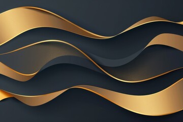 Obraz premium Dark pale gold paper waves abstract banner design. Elegant wavy vector background