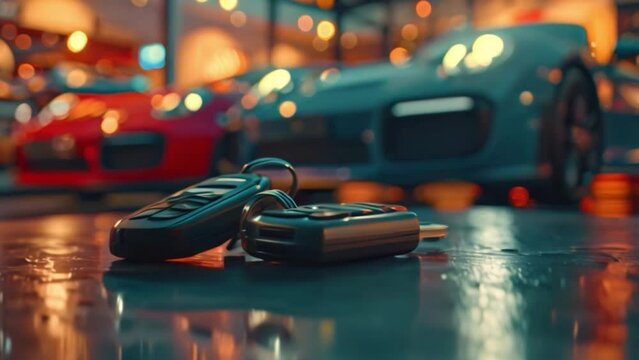 A new vehicle as you witness the display of two freshly minted remote keys resting next to calculators on the work table in the showroom, marking the start of countless adventures to come