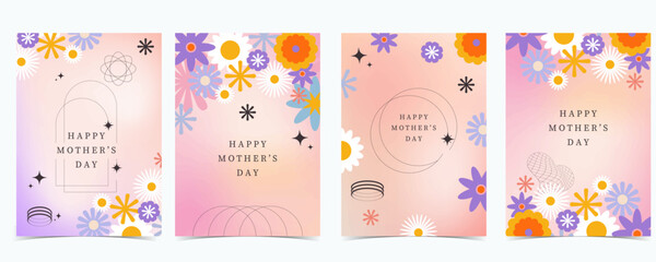 Collection of mother’s day background set with flower
