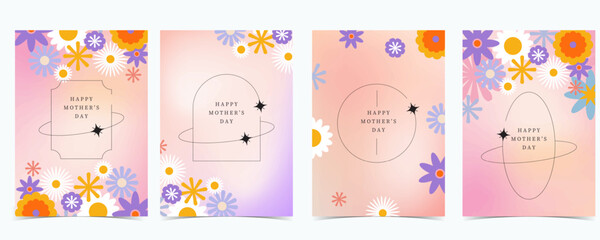 Collection of mother’s day background set with flower