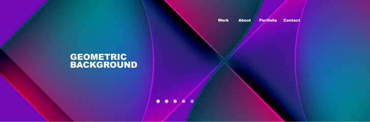 Round triangles and squares web site page template. Vector Illustration For Wallpaper, Banner, Background, Card, Book Illustration, landing page