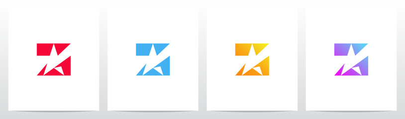 Star Negative Space Letter Initial Logo Design Z