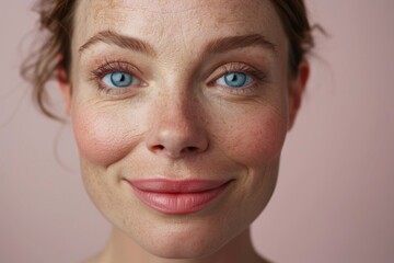 Fototapeta premium Happy woman with plump and fuller lips post-Botox treatment, radiating confidence and self-assurance.