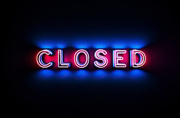 glow of the neon CLOSED sign on a black background creates an atmosphere of mystery, hinting at hidden secrets and inaccessible corners