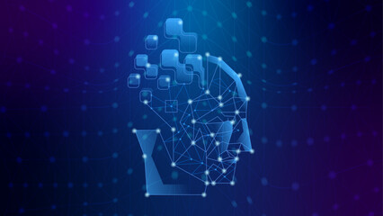 BACKGROUND 163 WIREFRAME OF TECHNOLOGY HEAD ILLUSTRATION