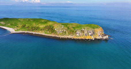 Aerial view of Muck Island Portmuck Islandmagee County Antrim Northern Ireland